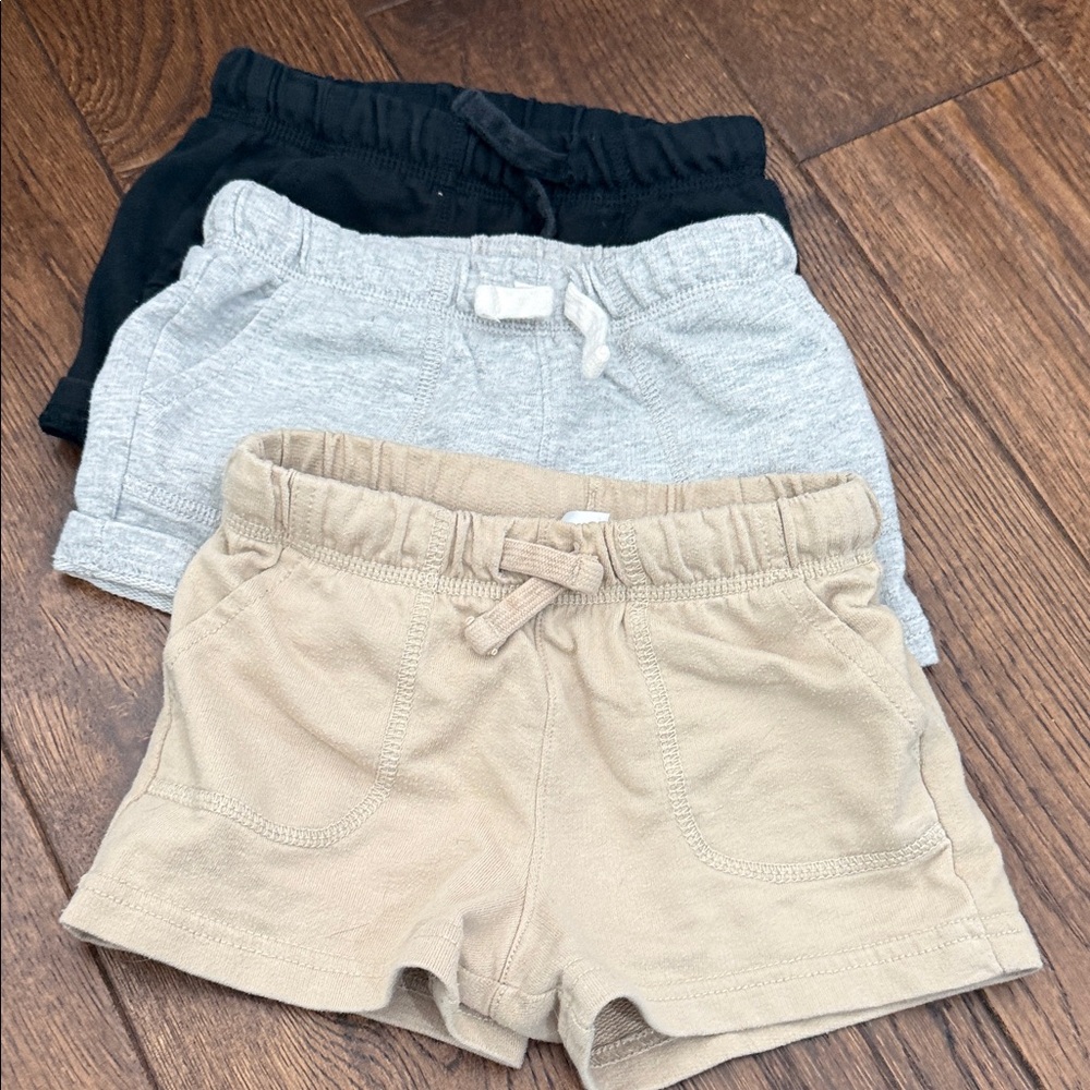Carter's Kids Shorts Trio - Black, Gray, Tan